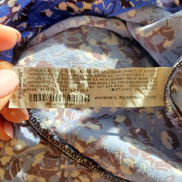 Zara Blue Mini Floral Wrap Skirt L - Picture 7 of 8